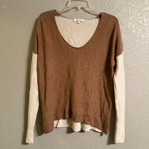 Madewell Colorblock Scoop Neck Pullover Sweater Brown/Cream Women’s Medium